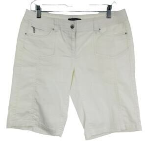 WHITE HOUSE BLACK MARKET White Cotton Lightweight Khaki Bermuda Shorts 4